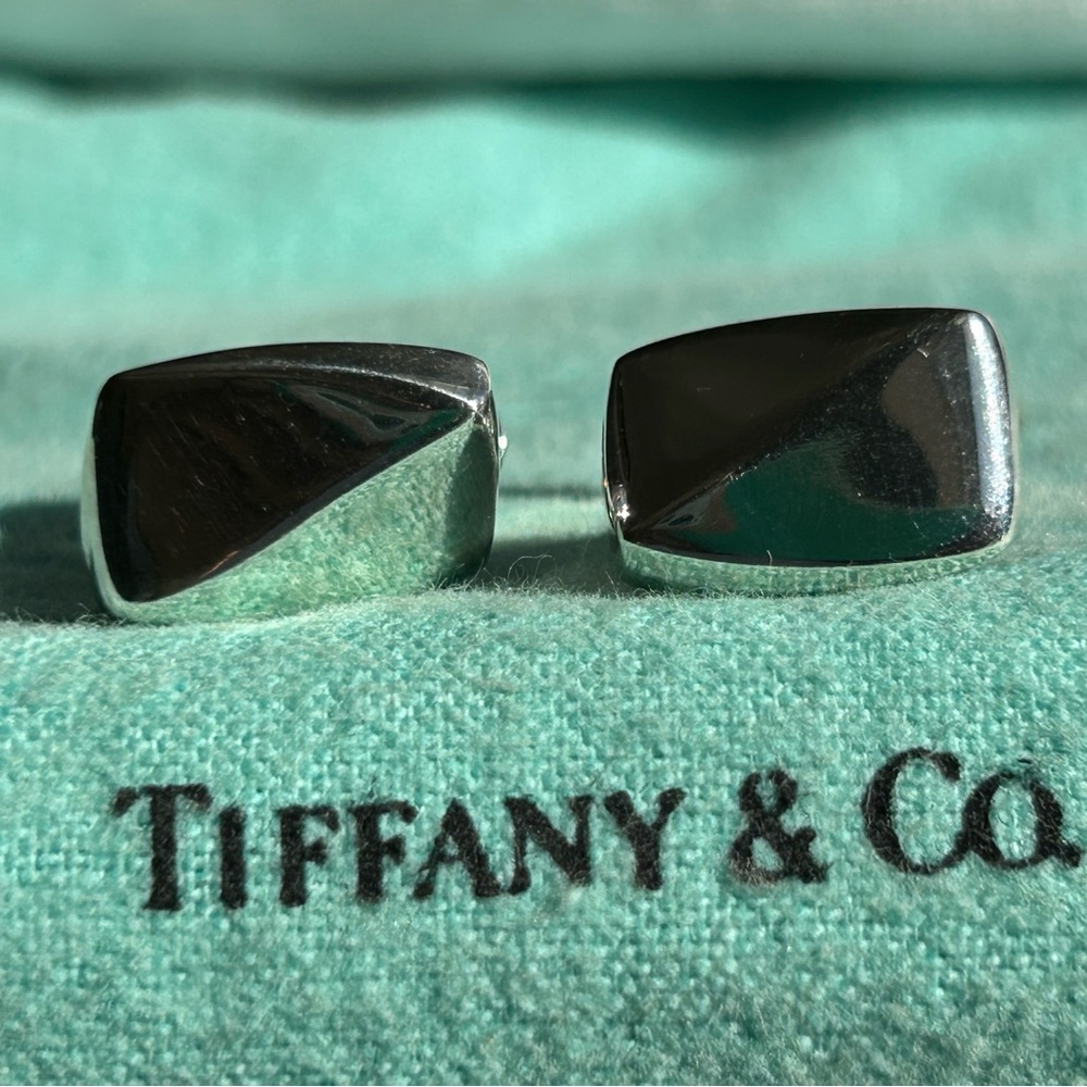Tiffany & Co. Sterling Silver Rectangular Angular Cufflinks